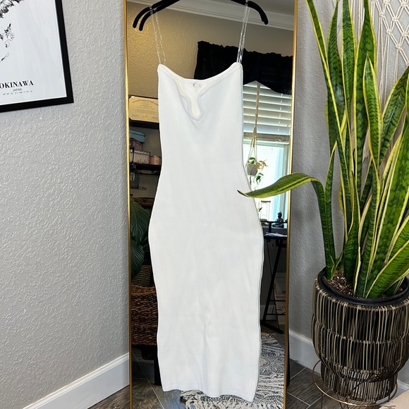 HOUSE OF CB 'Oriana' White Ribbed Knit Strapless Midi Dress NWOT - Picture 6 of 8